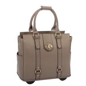 EXECUTIVE Taupe Computer iPad, Laptop Tablet Rolling Tote Bag Briefcase Carryall